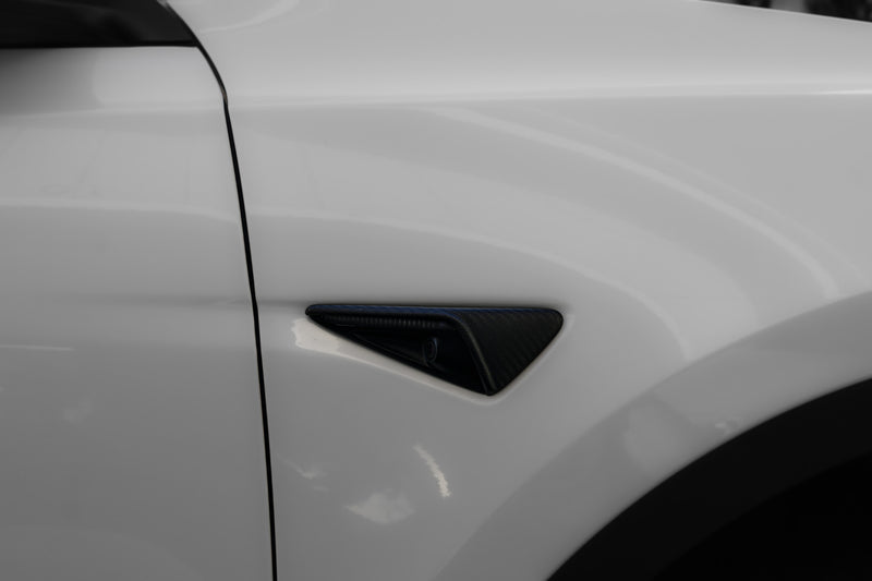 TESLA MODEL 3/Y REAL CARBON FIBER SIDE CAMERA / TURN SIGNAL COVERS IN MATTE & GLOSS