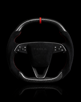 TESLA MODEL 3 HIGHLAND ALCANTARA FLAT BOTTOM SUPERNOVA GLOSS CARBON STEERING WHEEL