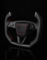 TESLA MODEL 3 HIGHLAND PERFORATED LEATHER KNIGHT RIDER DRY MATTE CARBON STEERING WHEEL