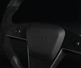 TESLA MODEL S / X / PLAID ALCANTARA FLAT BOTTOM VANTABLACK DRY MATTE CARBON STEERING WHEEL