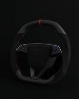 TESLA MODEL 3 HiGHLAND / MODEL Y JUNIPER 2024+ ALCANTARA FLAT BOTTOM SUPERNOVA DRY MATTE CARBON STEERING WHEEL