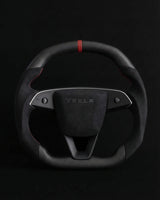 TESLA MODEL 3 HiGHLAND / MODEL Y JUNIPER 2024+ ALCANTARA FLAT BOTTOM SUPERNOVA DRY MATTE CARBON STEERING WHEEL