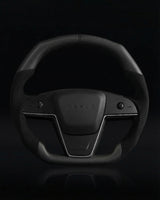 TESLA MODEL S / X / PLAID ALCANTARA FLAT BOTTOM VANTABLACK DRY MATTE CARBON STEERING WHEEL