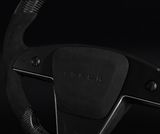 TESLA MODEL S / X / PLAID ALCANTARA FLAT BOTTOM VANTABLACK DRY MATTE CARBON STEERING WHEEL