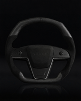 TESLA MODEL S / X / PLAID ALCANTARA FLAT BOTTOM VANTABLACK DRY MATTE CARBON STEERING WHEEL