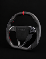 TESLA MODEL Y JUNIPER PERFORATED LEATHER FLAT BOTTOM SUPERNOVA DRY MATTE CARBON STEERING WHEEL