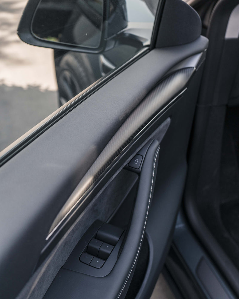 TESLA MODEL 3 & Y REAL CARBON FIBER MATTE OR GLOSS DOOR TRIM COVER