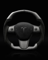 TESLA MODEL 3 / Y ALCANTARA FLAT BOTTOM VANTABLACK DRY CARBON STEERING WHEEL